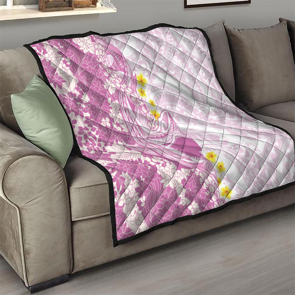 Purple Hawaii Shark Tattoo Quilt Puakenikeni Lei Plumeria Polynesian Pattern LT14 - Polynesian Pride