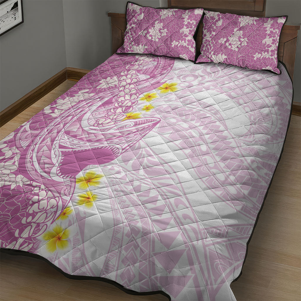 Purple Hawaii Shark Tattoo Quilt Bed Set Puakenikeni Lei Plumeria Polynesian Pattern LT14 - Polynesian Pride