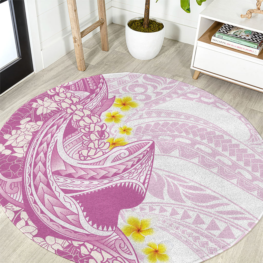 Purple Hawaii Shark Tattoo Round Carpet Puakenikeni Lei Plumeria Polynesian Pattern LT14 Purple - Polynesian Pride