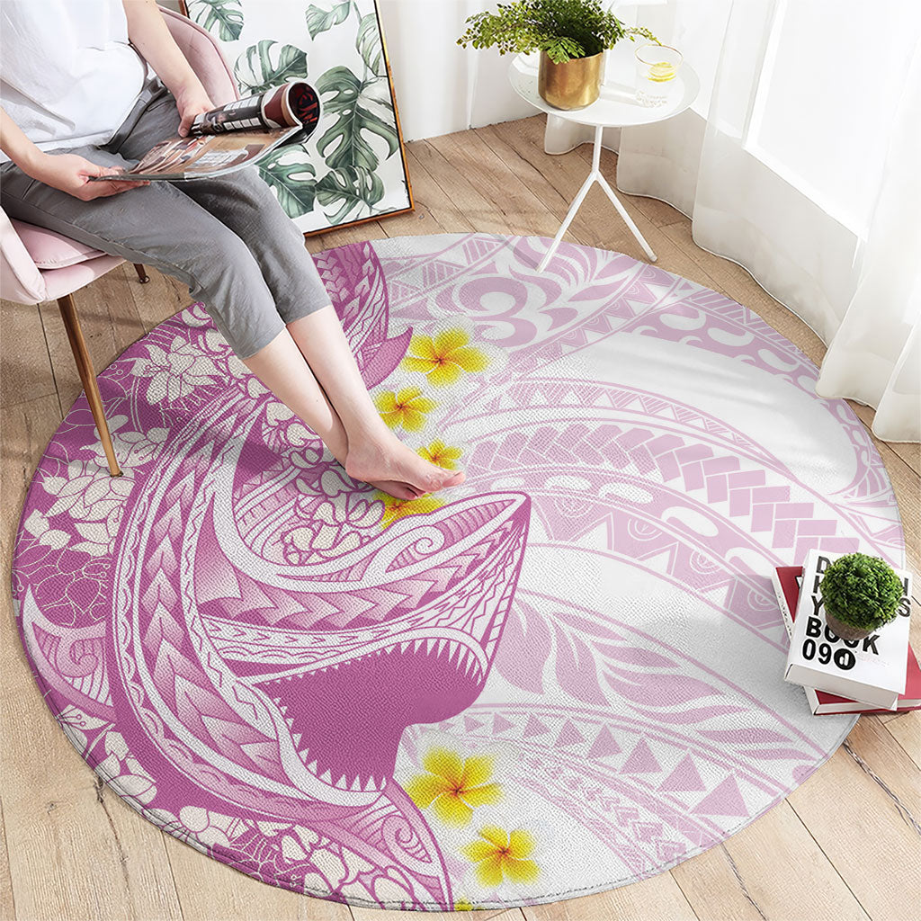 Purple Hawaii Shark Tattoo Round Carpet Puakenikeni Lei Plumeria Polynesian Pattern LT14 - Polynesian Pride