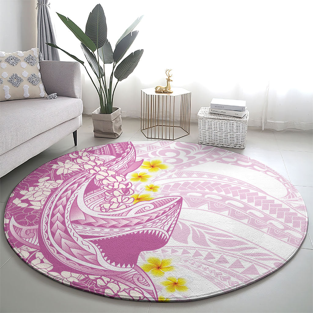 Purple Hawaii Shark Tattoo Round Carpet Puakenikeni Lei Plumeria Polynesian Pattern LT14 - Polynesian Pride