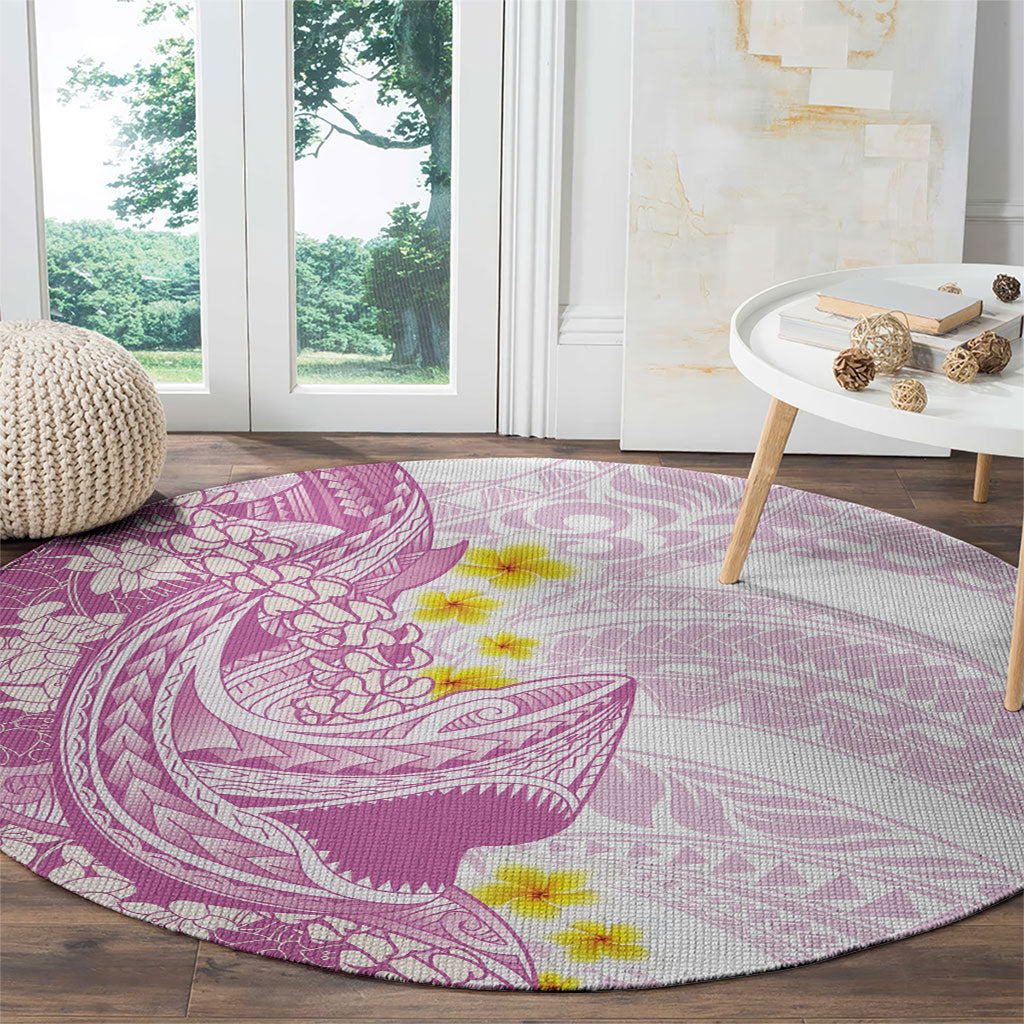 Purple Hawaii Shark Tattoo Round Carpet Puakenikeni Lei Plumeria Polynesian Pattern LT14 - Polynesian Pride