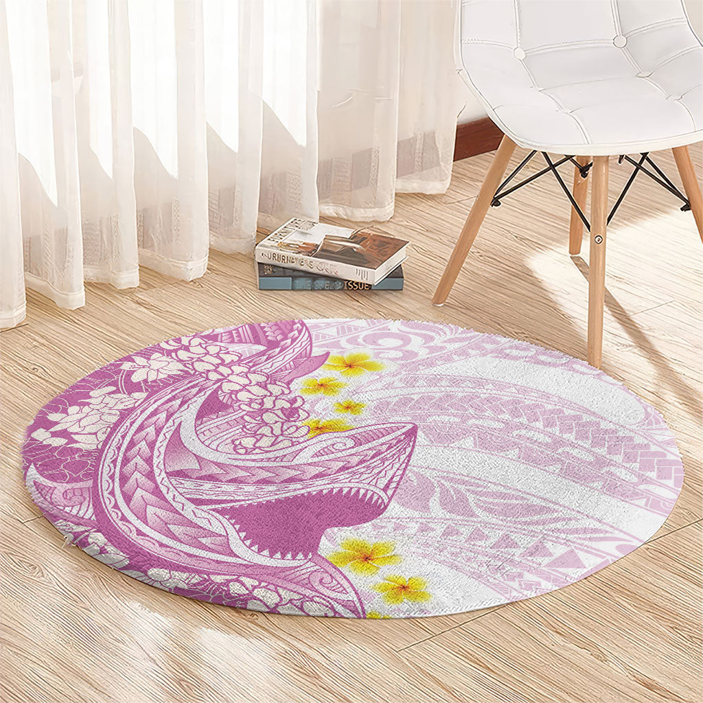 Purple Hawaii Shark Tattoo Round Carpet Puakenikeni Lei Plumeria Polynesian Pattern LT14 - Polynesian Pride