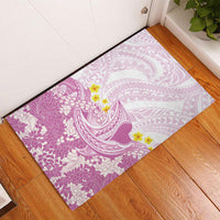 Purple Hawaii Shark Tattoo Rubber Doormat Puakenikeni Lei Plumeria Polynesian Pattern LT14 - Polynesian Pride
