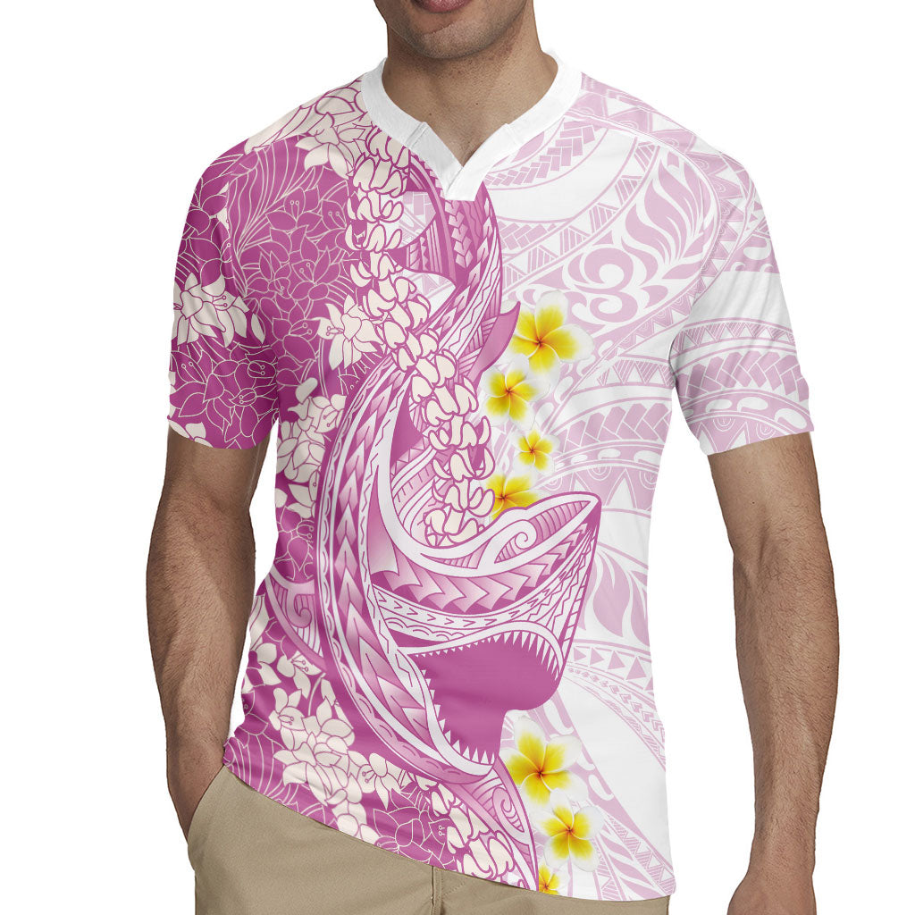 Purple Hawaii Shark Tattoo Rugby Jersey Puakenikeni Lei Plumeria Polynesian Pattern LT14 - Polynesian Pride