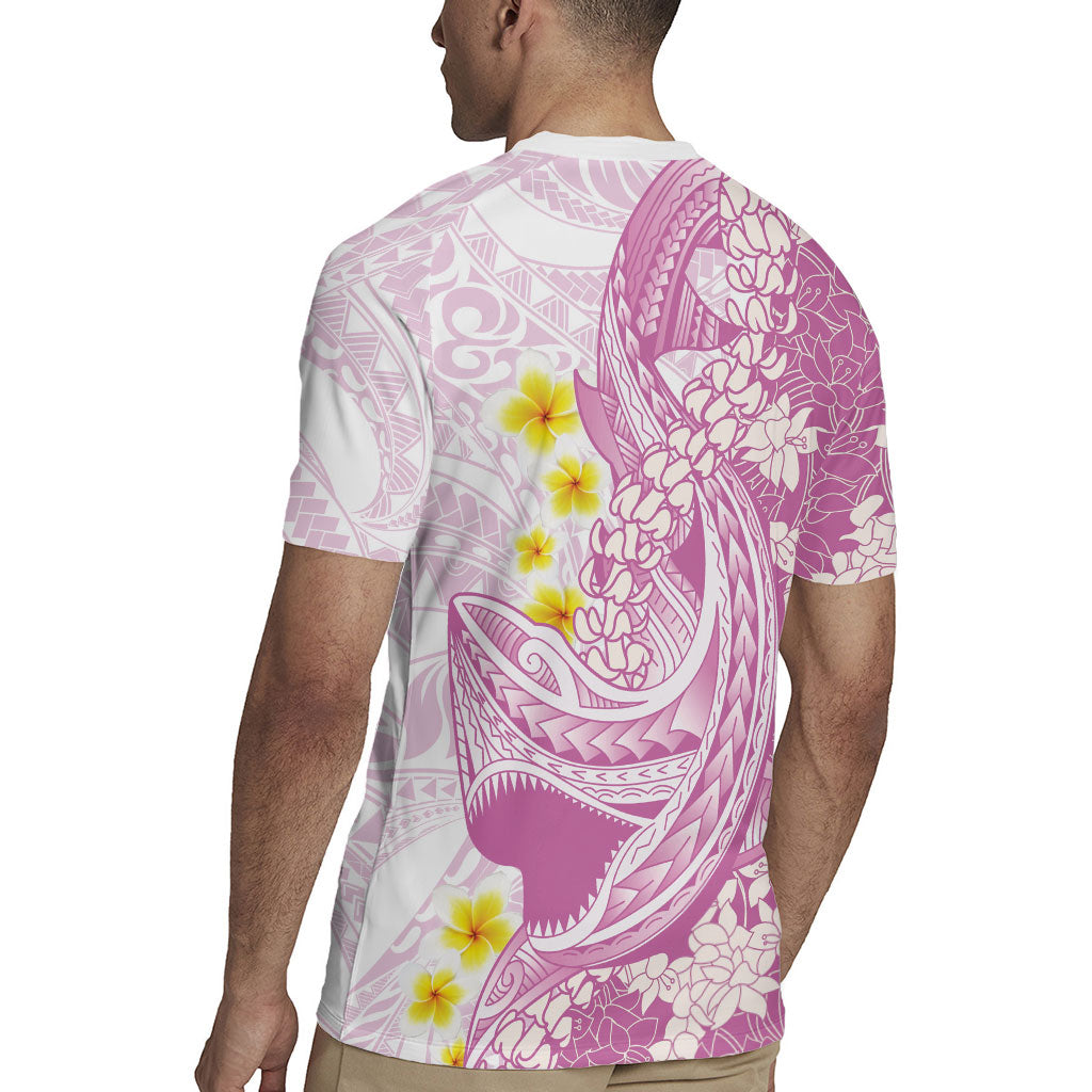 Purple Hawaii Shark Tattoo Rugby Jersey Puakenikeni Lei Plumeria Polynesian Pattern LT14 - Polynesian Pride
