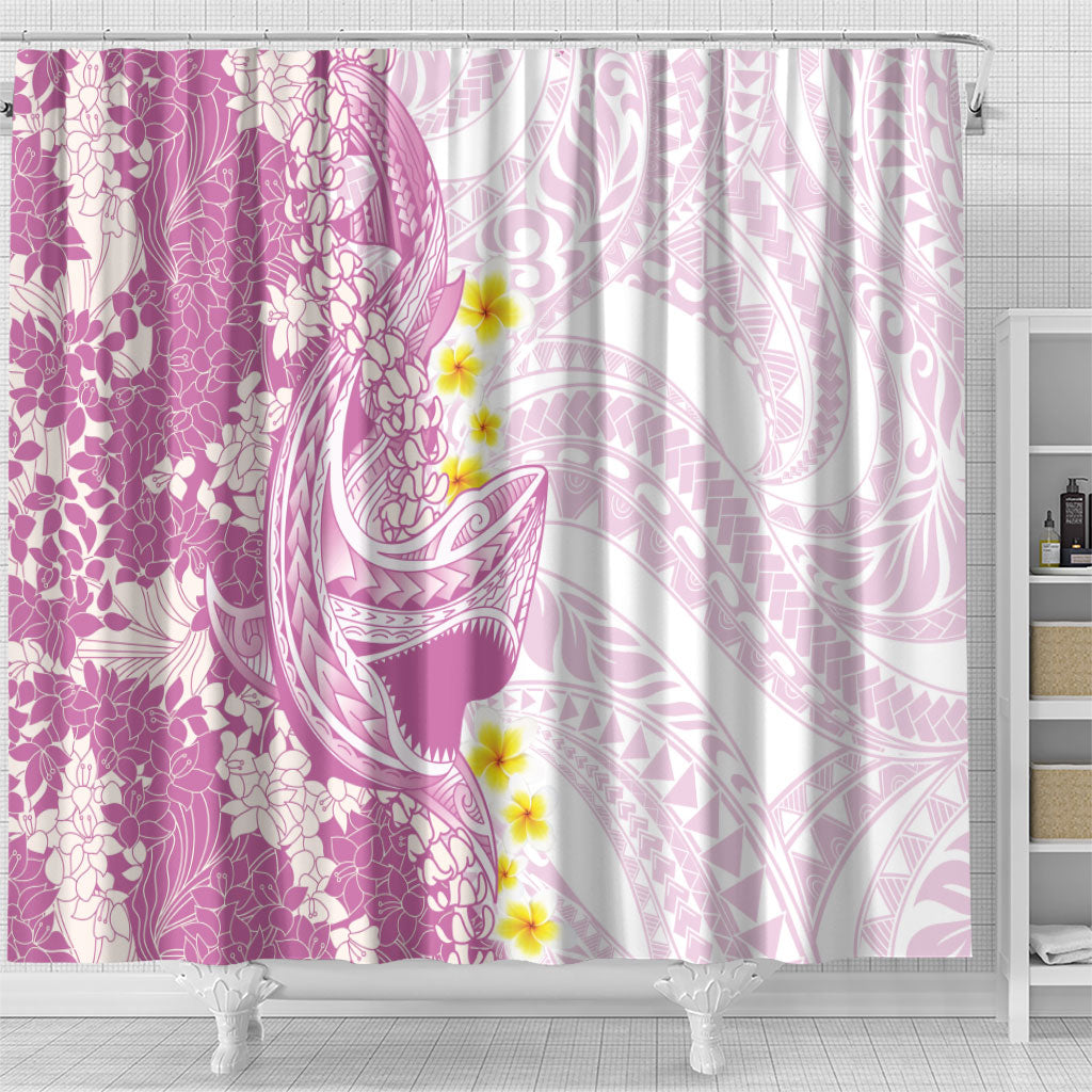 Purple Hawaii Shark Tattoo Shower Curtain Puakenikeni Lei Plumeria Polynesian Pattern LT14 - Polynesian Pride