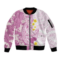 Purple Hawaii Shark Tattoo Sleeve Zip Bomber Jacket Puakenikeni Lei Plumeria Polynesian Pattern LT14 Unisex Purple - Polynesian Pride