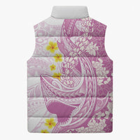 Purple Hawaii Shark Tattoo Sleeveless Puffer Jacket Puakenikeni Lei Plumeria Polynesian Pattern LT14 - Polynesian Pride