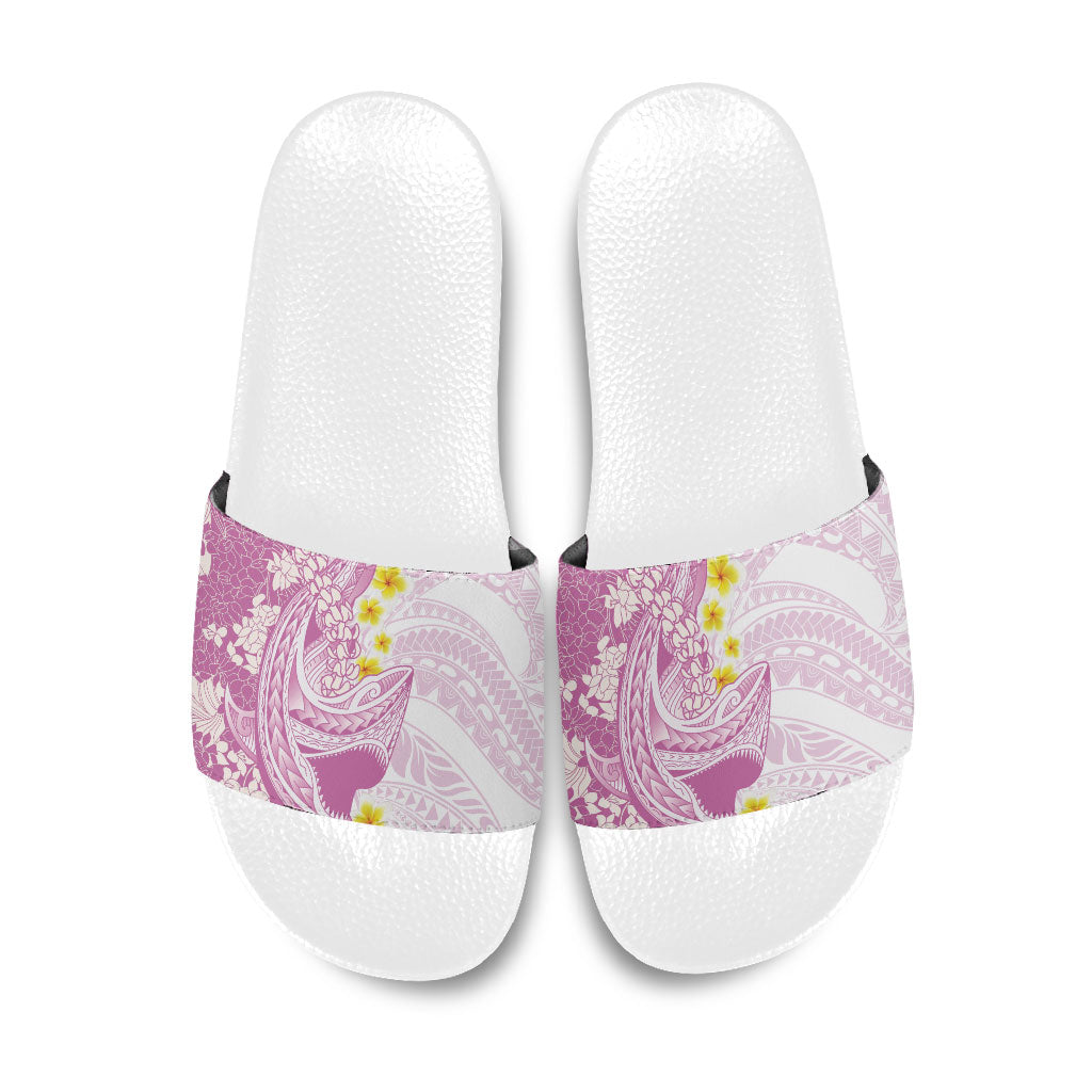 Purple Hawaii Shark Tattoo Slide Sandals Puakenikeni Lei Plumeria Polynesian Pattern LT14 Purple - Polynesian Pride