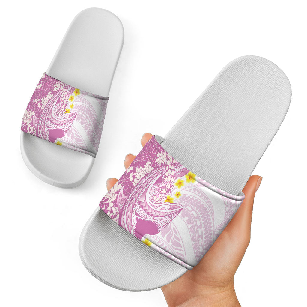 Purple Hawaii Shark Tattoo Slide Sandals Puakenikeni Lei Plumeria Polynesian Pattern LT14 - Polynesian Pride