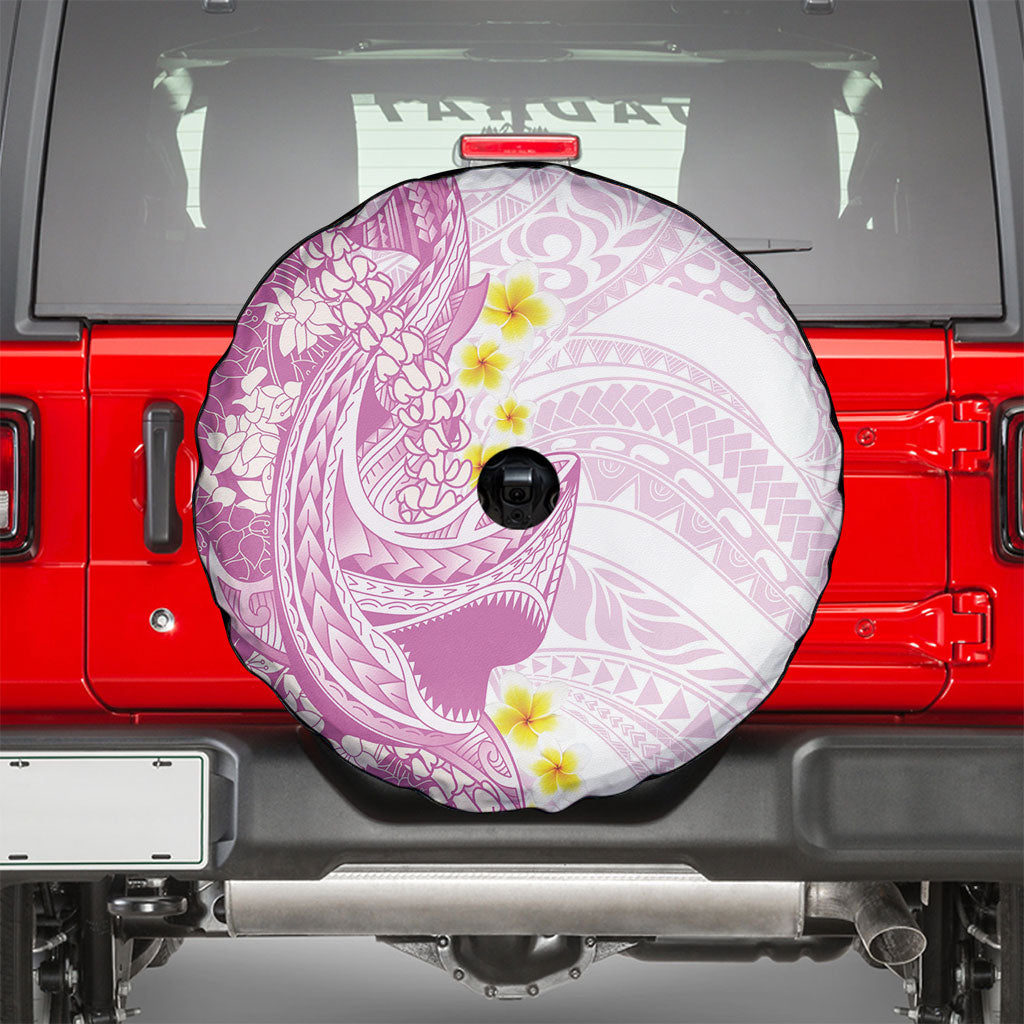 Purple Hawaii Shark Tattoo Spare Tire Cover Puakenikeni Lei Plumeria Polynesian Pattern