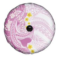 Purple Hawaii Shark Tattoo Spare Tire Cover Puakenikeni Lei Plumeria Polynesian Pattern