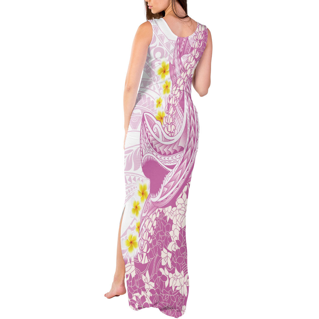 Purple Hawaii Shark Tattoo Tank Maxi Dress Puakenikeni Lei Plumeria Polynesian Pattern LT14 - Polynesian Pride