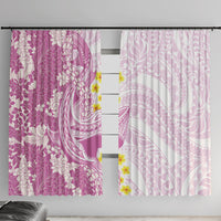 Purple Hawaii Shark Tattoo Window Curtain Puakenikeni Lei Plumeria Polynesian Pattern LT14 With Hooks Purple - Polynesian Pride