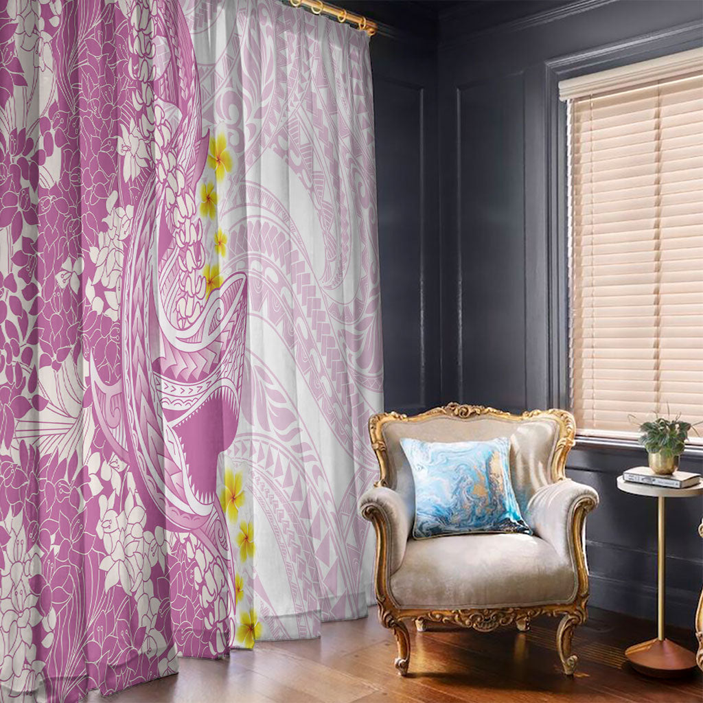 Purple Hawaii Shark Tattoo Window Curtain Puakenikeni Lei Plumeria Polynesian Pattern LT14 - Polynesian Pride