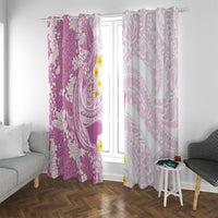 Purple Hawaii Shark Tattoo Window Curtain Puakenikeni Lei Plumeria Polynesian Pattern LT14 With Grommets Purple - Polynesian Pride