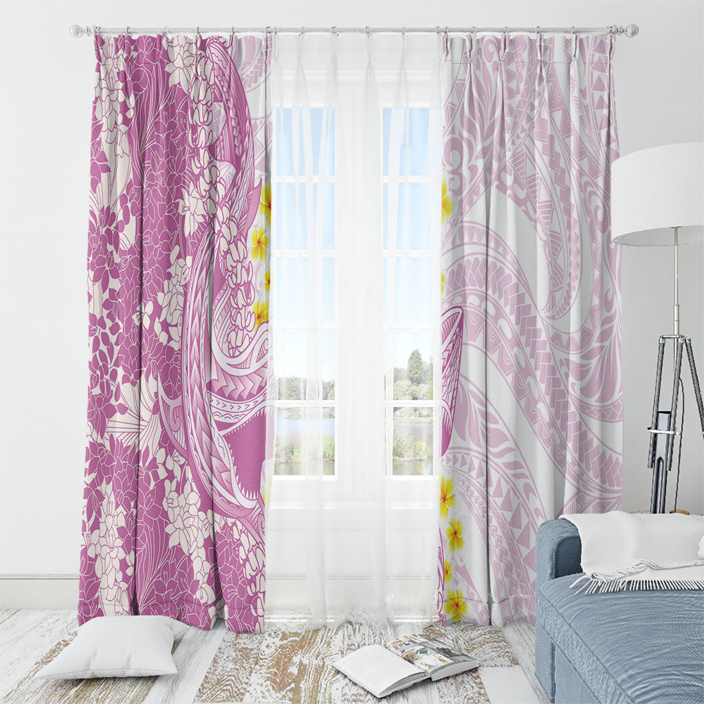 Purple Hawaii Shark Tattoo Window Curtain Puakenikeni Lei Plumeria Polynesian Pattern LT14 - Polynesian Pride