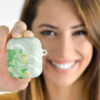 Green Hawaii Shark Tattoo AirPods Case Puakenikeni Lei Plumeria Polynesian Pattern LT14 - Polynesian Pride