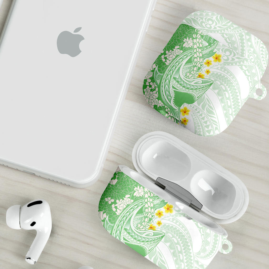 Green Hawaii Shark Tattoo AirPods Case Puakenikeni Lei Plumeria Polynesian Pattern LT14 - Polynesian Pride