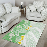 Green Hawaii Shark Tattoo Area Rug Puakenikeni Lei Plumeria Polynesian Pattern LT14 - Polynesian Pride