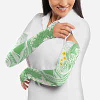 Green Hawaii Shark Tattoo Arm Sleeves Puakenikeni Lei Plumeria Polynesian Pattern