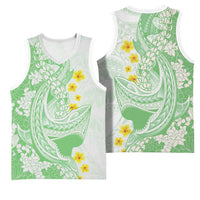 Green Hawaii Shark Tattoo Basketball Jersey Puakenikeni Lei Plumeria Polynesian Pattern LT14 - Polynesian Pride