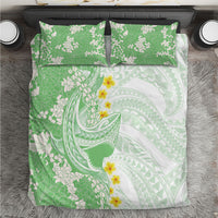 Green Hawaii Shark Tattoo Bedding Set Puakenikeni Lei Plumeria Polynesian Pattern LT14 Green - Polynesian Pride
