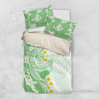 Green Hawaii Shark Tattoo Bedding Set Puakenikeni Lei Plumeria Polynesian Pattern LT14 US Twin 172cm x 218cm Green - Polynesian Pride