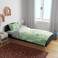 Green Hawaii Shark Tattoo Bedding Set Puakenikeni Lei Plumeria Polynesian Pattern LT14 - Polynesian Pride