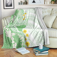 Green Hawaii Shark Tattoo Blanket Puakenikeni Lei Plumeria Polynesian Pattern LT14 Green - Polynesian Pride