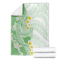 Green Hawaii Shark Tattoo Blanket Puakenikeni Lei Plumeria Polynesian Pattern LT14 - Polynesian Pride