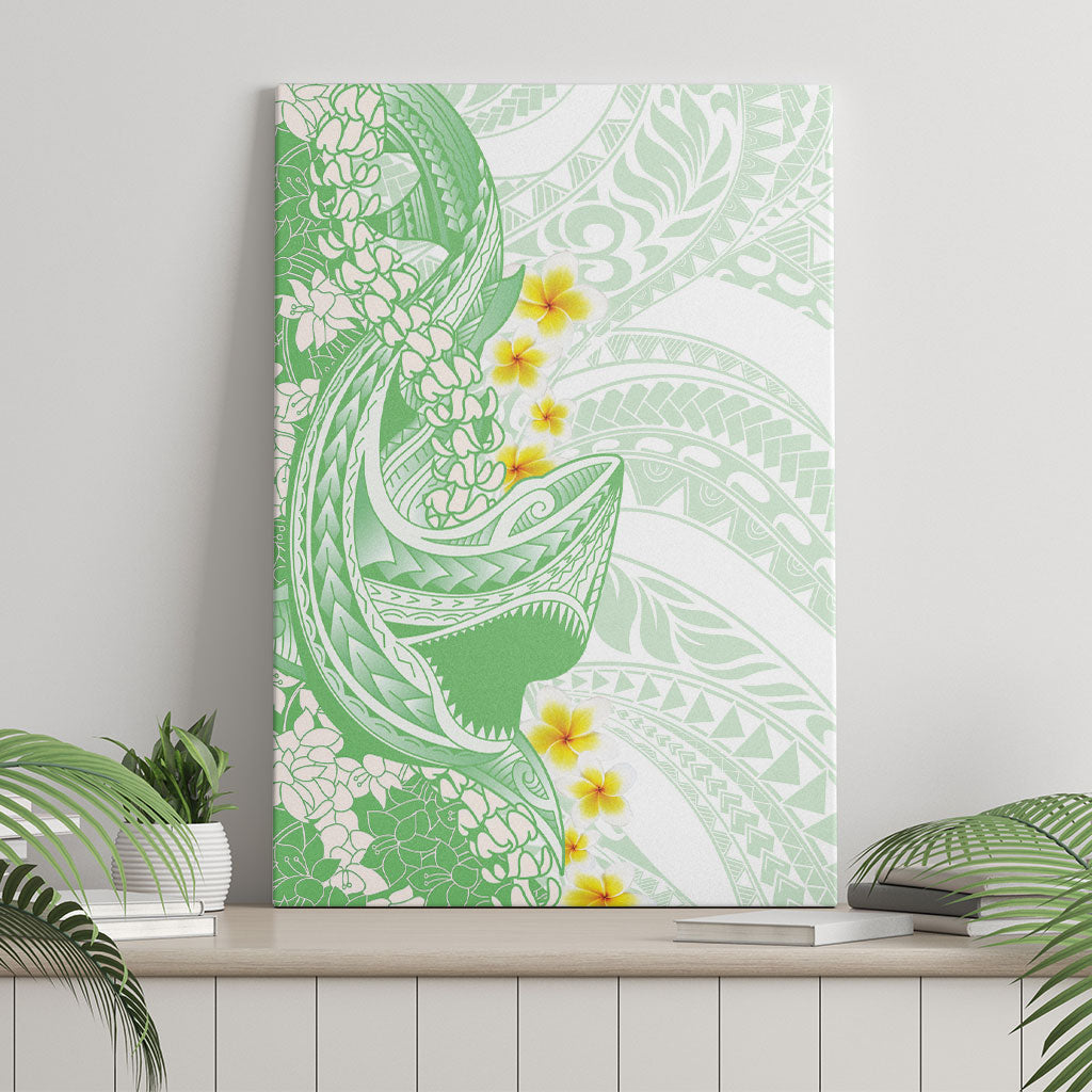 Green Hawaii Shark Tattoo Canvas Wall Art Puakenikeni Lei Plumeria Polynesian Pattern LT14 - Polynesian Pride