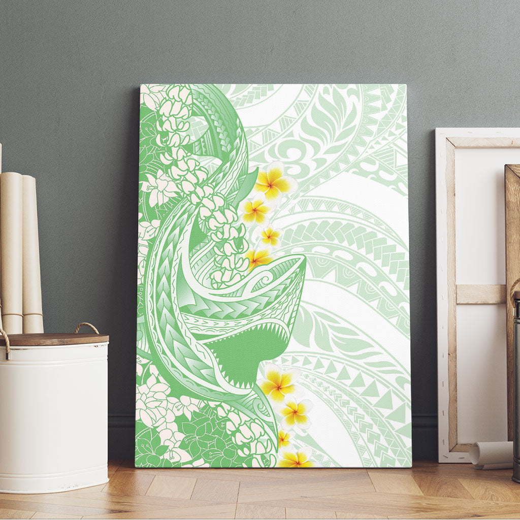 Green Hawaii Shark Tattoo Canvas Wall Art Puakenikeni Lei Plumeria Polynesian Pattern LT14 - Polynesian Pride