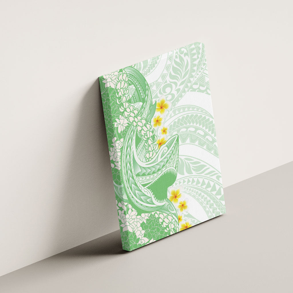 Green Hawaii Shark Tattoo Canvas Wall Art Puakenikeni Lei Plumeria Polynesian Pattern LT14 - Polynesian Pride