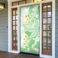 Green Hawaii Shark Tattoo Door Cover Puakenikeni Lei Plumeria Polynesian Pattern LT14 - Polynesian Pride