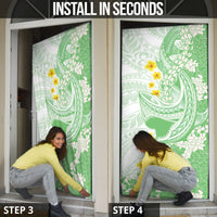 Green Hawaii Shark Tattoo Door Cover Puakenikeni Lei Plumeria Polynesian Pattern LT14 - Polynesian Pride