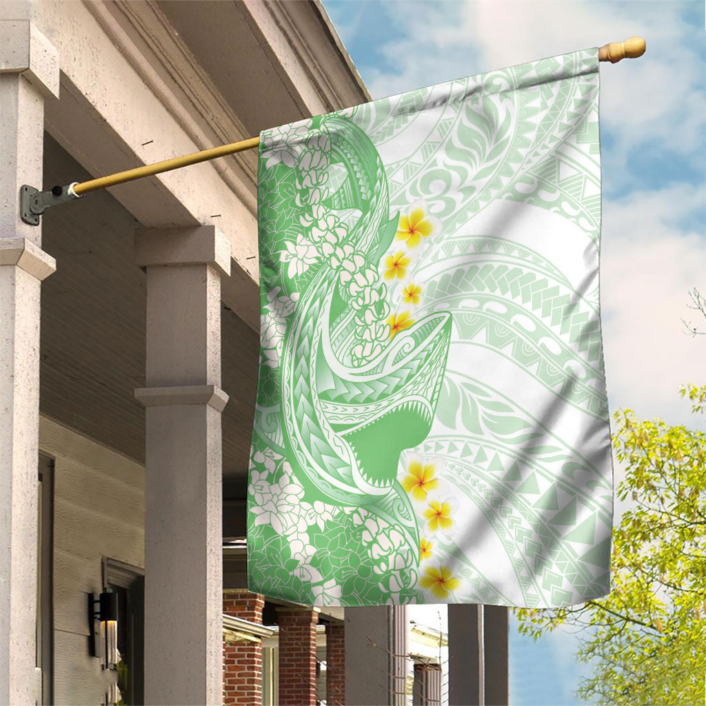 Green Hawaii Shark Tattoo Garden Flag Puakenikeni Lei Plumeria Polynesian Pattern