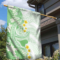 Green Hawaii Shark Tattoo Garden Flag Puakenikeni Lei Plumeria Polynesian Pattern LT14 - Polynesian Pride