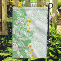 Green Hawaii Shark Tattoo Garden Flag Puakenikeni Lei Plumeria Polynesian Pattern LT14 Garden Flag Green - Polynesian Pride