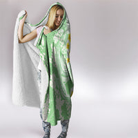 Green Hawaii Shark Tattoo Hooded Blanket Puakenikeni Lei Plumeria Polynesian Pattern LT14 - Polynesian Pride