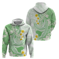 Green Hawaii Shark Tattoo Hoodie Puakenikeni Lei Plumeria Polynesian Pattern LT14 - Polynesian Pride