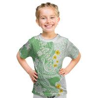 Green Hawaii Shark Tattoo Kid T Shirt Puakenikeni Lei Plumeria Polynesian Pattern LT14 Green - Polynesian Pride