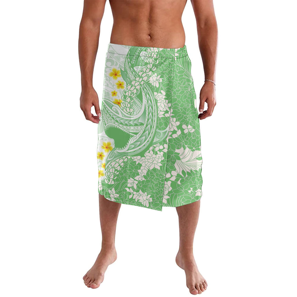 Green Hawaii Shark Tattoo Lavalava Puakenikeni Lei Plumeria Polynesian Pattern LT14 Green - Polynesian Pride