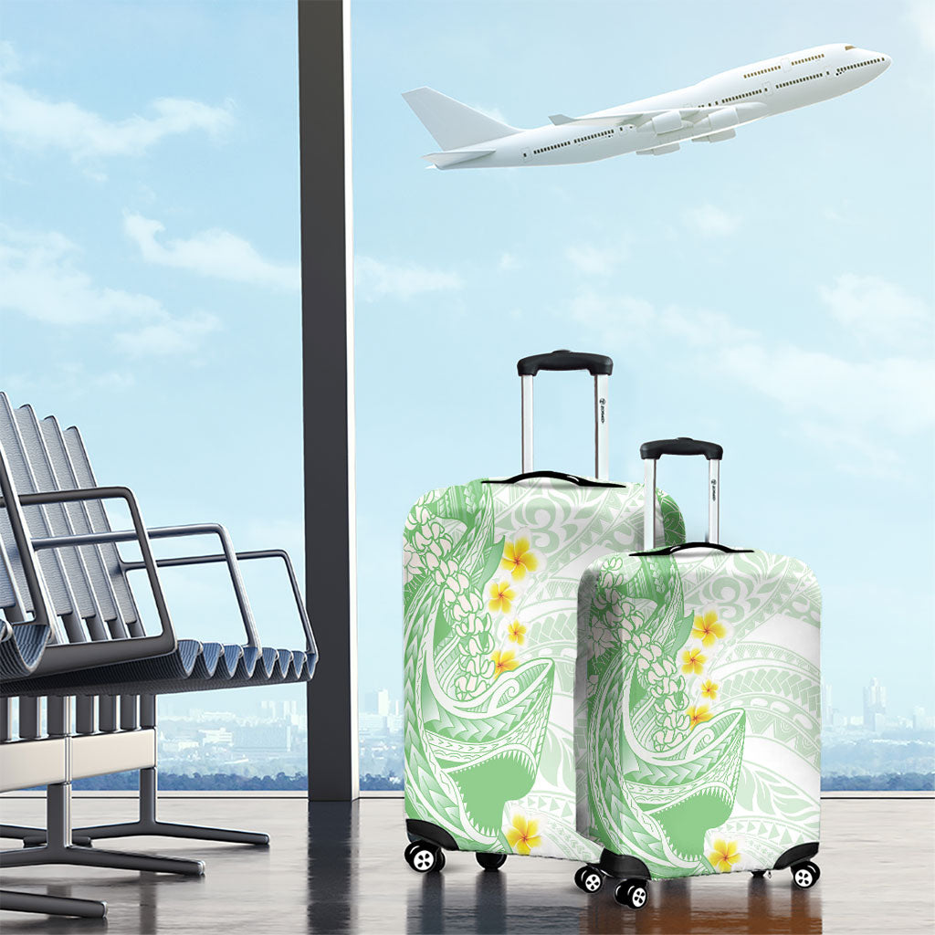 Green Hawaii Shark Tattoo Luggage Cover Puakenikeni Lei Plumeria Polynesian Pattern LT14 - Polynesian Pride