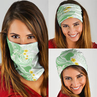 Green Hawaii Shark Tattoo Neck Gaiter Puakenikeni Lei Plumeria Polynesian Pattern LT14 - Polynesian Pride
