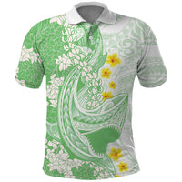 Green Hawaii Shark Tattoo Polo Shirt Puakenikeni Lei Plumeria Polynesian Pattern LT14 Green - Polynesian Pride