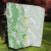Green Hawaii Shark Tattoo Quilt Puakenikeni Lei Plumeria Polynesian Pattern