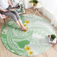 Green Hawaii Shark Tattoo Round Carpet Puakenikeni Lei Plumeria Polynesian Pattern LT14 - Polynesian Pride