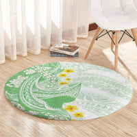 Green Hawaii Shark Tattoo Round Carpet Puakenikeni Lei Plumeria Polynesian Pattern LT14 - Polynesian Pride